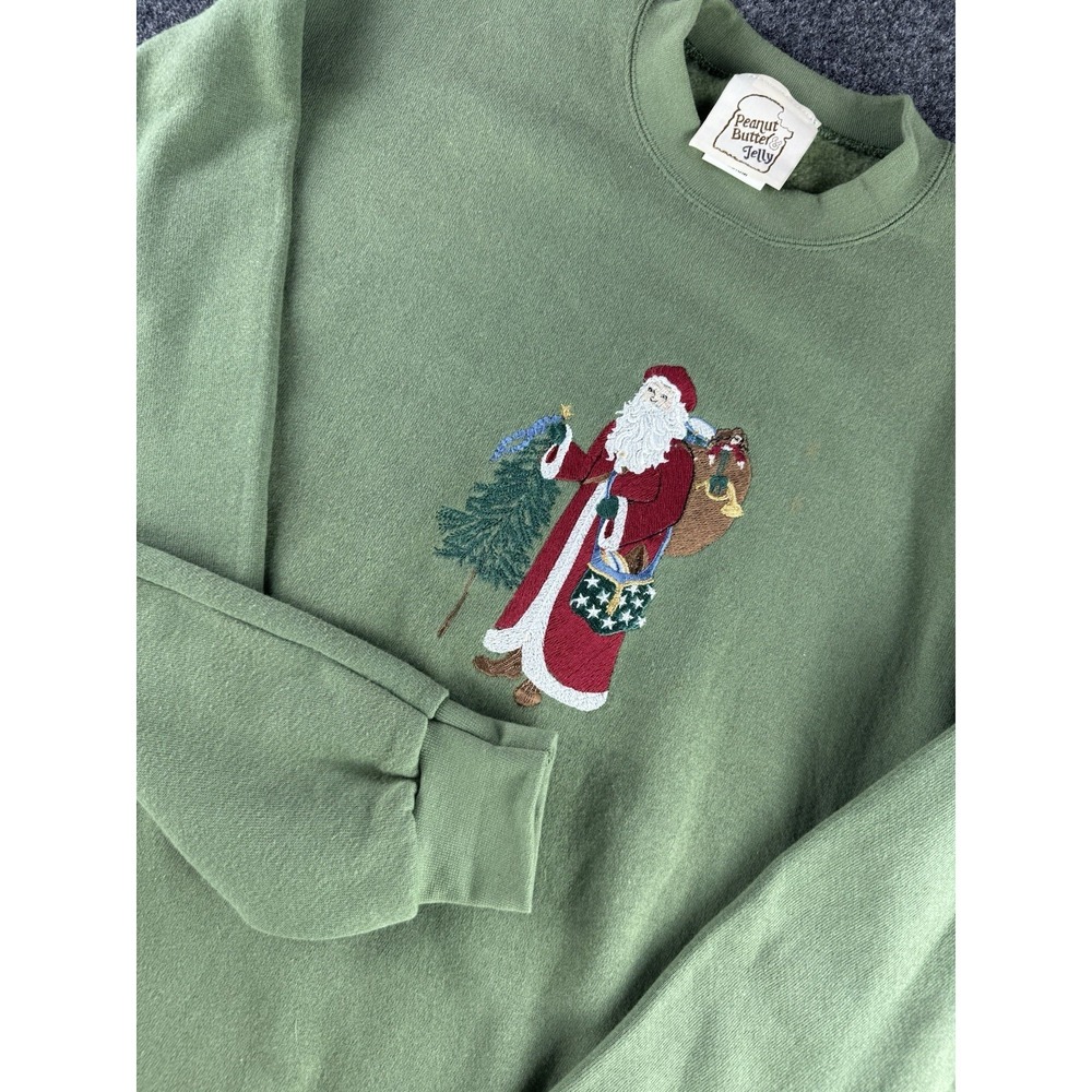 VTG Peanut Butter & Jelly Santa Crewneck Sweatshirt USA Medium 20x27.5
